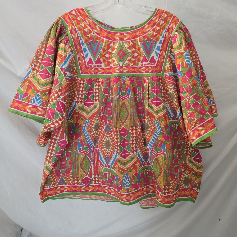 Avara Nadia Multicolor Printed Top Boho-chic Size XL NWT Keyhole Back - Picture 2 of 13